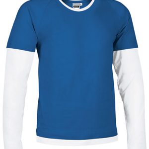 Camiseta de manga larga bicolor Valento DENVER-Azul Royal-Blanco