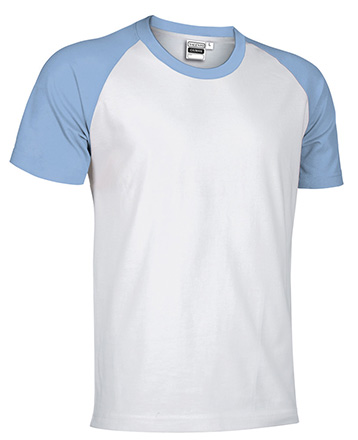 Camiseta de manga corta bicolor Valento CAIMAN-Blanco-Azul Celeste