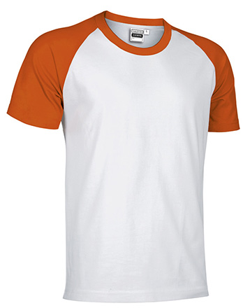 Camiseta de manga corta bicolor Valento CAIMAN-Blanco-Naranja Fiesta