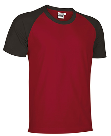 Camiseta de manga corta bicolor Valento CAIMAN-Rojo Loto-Negro