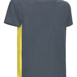 Camiseta de manga corta bicolor Valento THUNDER-Azul Gris Cemento-Amarillo Limón