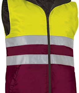 Chaleco Alta Visibilidad Valento HIGHWAY-Amarillo Fluor-Granate Caoba