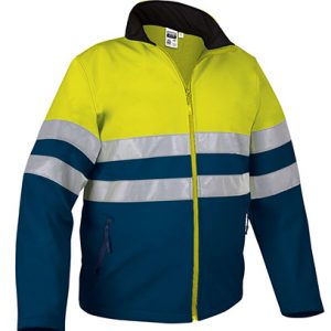 Chaqueta Softshell Alta Visibilidad Valento STORM-Amarillo Fluor-Azul Marino Orión