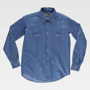 Camisa denim de manga larga para mujer WORKTEAM B8790