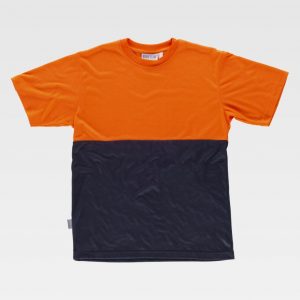 Camiseta de manga corta fluor WORKTEAM C6020-Azul Marino-Naranja Fluor